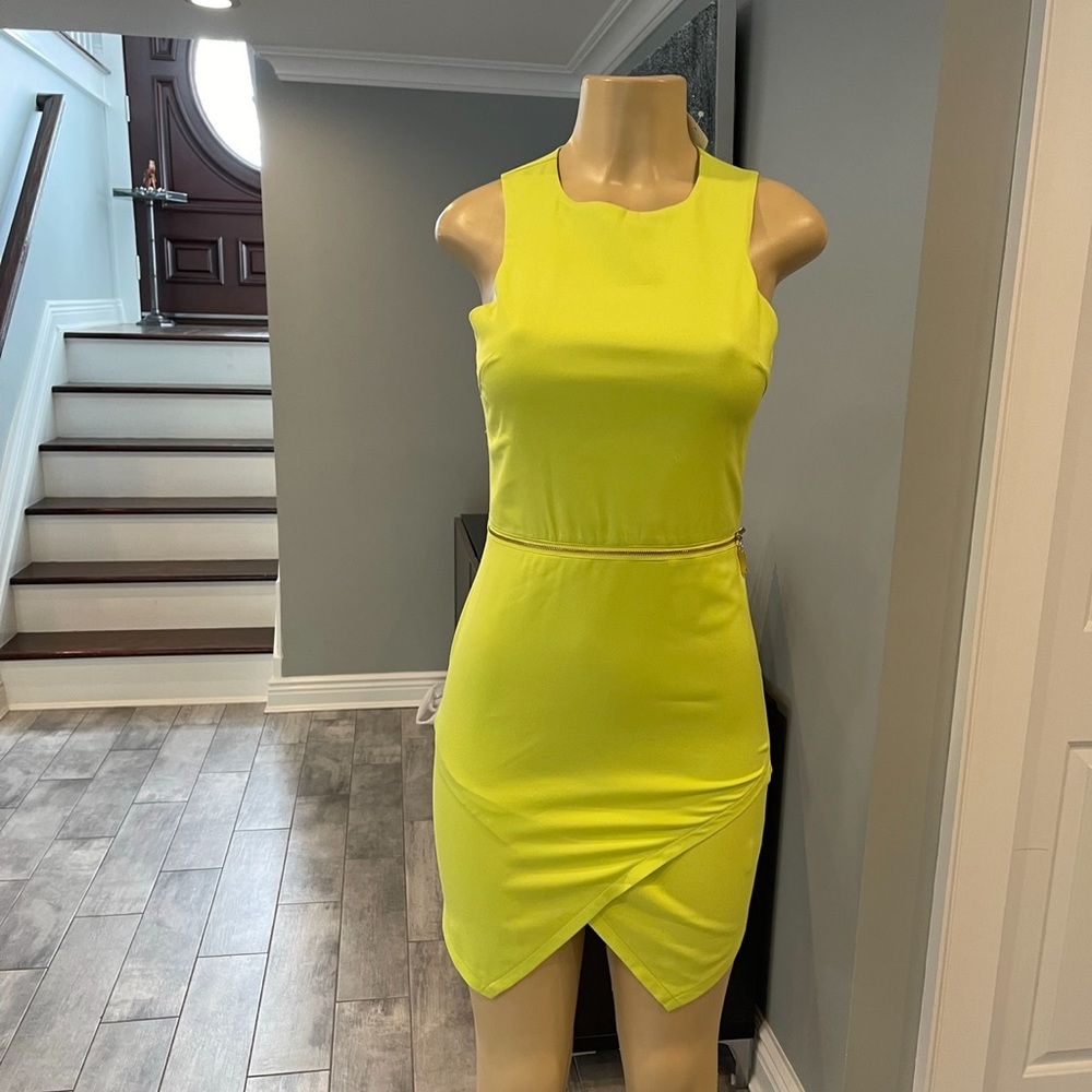 Naven lime green with zipper summer cocktail party dress Small